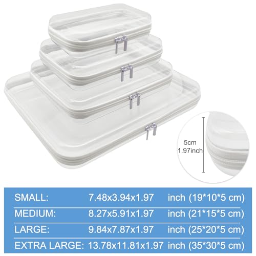8 Pack Clear Zippered Cosmetic & Multi-Use Storage Bags - Organizer for Makeup, Home, Office & Travel Essentials(2 Small/2 Medium/2 Large/2 Extra Large)