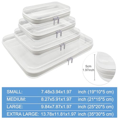 8 Pack Clear Zippered Cosmetic & Multi-Use Storage Bags - Organizer for Makeup, Home, Office & Travel Essentials(2 Small/2 Medium/2 Large/2 Extra Large)