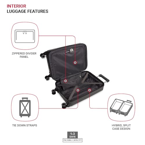 SwissGear 8090 Hardside Expandable Luggage with Spinner Wheels, Black, Checked-Medium 24-Inch - color: Black, size: Checked-Medium 24-Inch