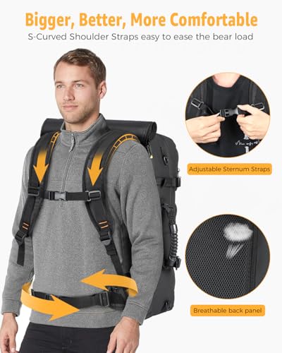 Ponhog Travel Backpack for Men, 50L Carry On Flight Approved Convertible Duffle Bag with Shoe Compartment, 17 inch Laptop Luggage with USB Charging Port for Weekender Hiking, Black - color: Black