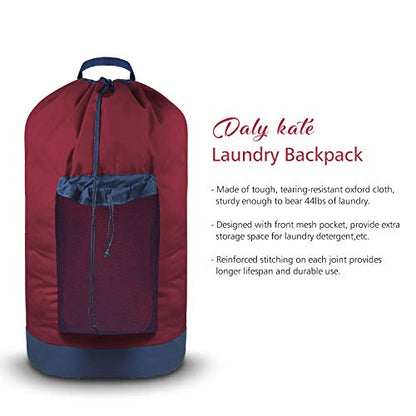 Dalykate Backpack Laundry Bag, Laundry Backpack with Shoulder Straps and Mesh Pocket Durable Nylon Clothes Hamper Bag with Drawstring Closure Red - color: Red