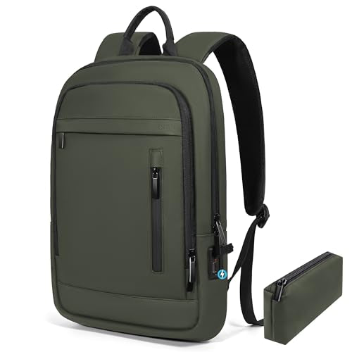 Business Backpack for Men Lightweight Commute Laptop Backpack Anti-Theft Water Resistant Backpack for 15.6 Inch Computer for Daily Office Work with Small Bag (Green, 15.6") - color: Green, size: 15.6", style: Classic