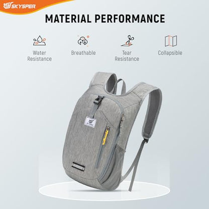 SKYSPER 10L Hiking Backpack Small Foldable Daypack Packable Lightweight Hiking Daypack Travel Day Pack for Women Men - color: Gray