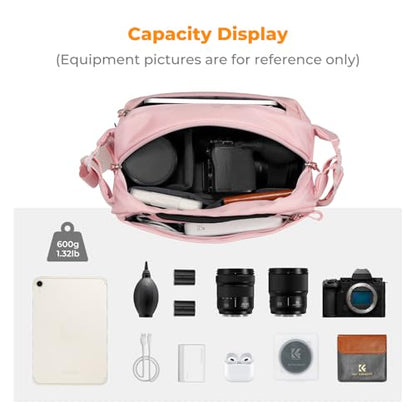 K&F CONCEPT Camera Sling Bag Crossbody Bag Waterproof Camera Shoulder Backpack DSLR/SLR/Mirrorless Camera Case - color: 10 Pink Medium