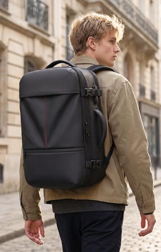 IKYWT Vacuum Seal Backpack Travel with Ultra-Power Pump, 80L Expandable Travel Backpack with Vacuum System w/TSA Lock - color: Black