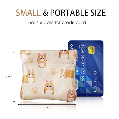 Travelambo Leather Squeeze Coin Purse Pouch Change Holder For Men & Women - color: Orange Fox