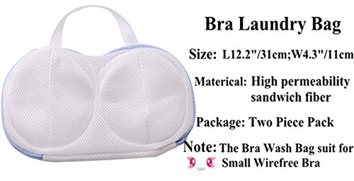 Wirefree Bra Laundry Bags for Washing Machine Underwear Mesh Wash Bags with Zipper Small Bra Protector in Washer Pack 2 - color: Wirefree Small 2pcs