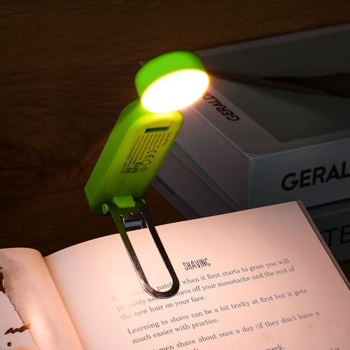 VAVOFO USB Rechargeable Book Light, Blue Light Blocking, Amber Light Clip On Bookmark Shaped Reading Light, Eye Care 6 LEDs Book Light for Bookworms Reading in Bed with 9 Lighting Modes (Neon Green) - color: Neon Green