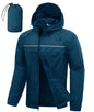 SWISSWELL Mens Rain Jacket & Coats Packable Lightweight Waterproof Windbreaker Hooded for Golf Cycling Hiking - color: Lake Blue+packable, size: 5X-Large