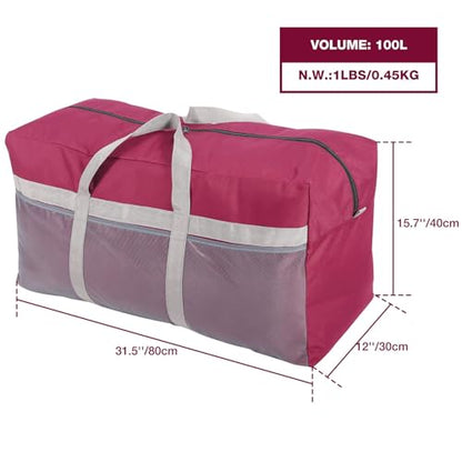 REDCAMP Foldable Travel Bag, Large Sports Bag, 75L/96L/100L, Lightweight Waterproof Tote Bag - color: 100L/Red