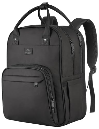 MATEIN Nurse Backpack, Waterproof Padded Nursing Medical Backpack for Women Fits 17 Inch Laptop, Home Health Clinical Bag with Removable Organizer for Commute Work College Travel, Nurse Essentials - color: Black, size: 15.6 Inch