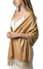 Achillea Lightweight Pashmina Scarf for Women – Soft Silky Shawl Wrap for Evening Dresses, Bridesmaids & Everyday Wear - color: Camel