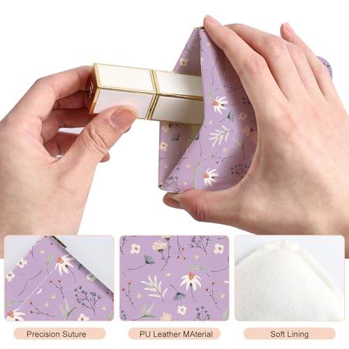 2Pcs PU Leather Small Squeeze Coin Purse Pouch Mini coin Bag Unique And Cute Wallet Cosmetic Bags Change Bag For Women Girls Men White And Purple Floral - color: White And Purple Floral