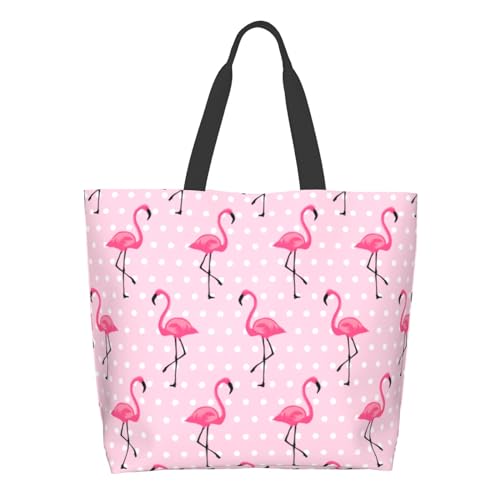Shoulder Bag Large Reusable Eco-friendly Shopping Bags Portable Storage Handbag | Large - color: Pink Flamingo15