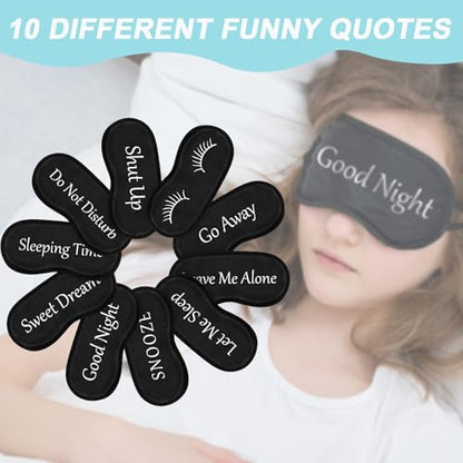 Eurzom 20 Pieces Funny Sleeping Eye Mask Bulk with Adjustable Strap Sleep Blackout Eye Mask for Night Blindfold Cover for Spa Women Men Adult Pajama Party Favors(Black) - color: Black