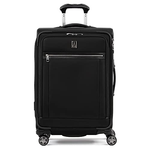 Travelpro Platinum Elite Softside Expandable Checked Luggage, 8 Wheel Spinner Suitcase, TSA Lock, Men and Women, Shadow Black, Checked Medium 25-Inch - color: Shadow Black, size: Checked-Medium 25-Inch