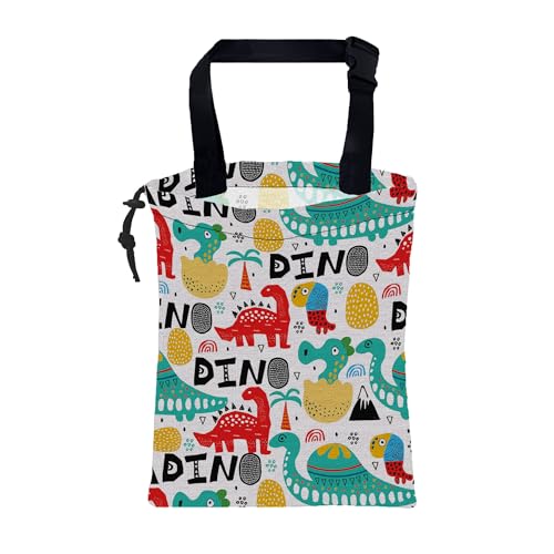 Car Trash Bag Dinosaur with Abstrct Palms and Eggs Leak-Proof Waterproof Car Garbage Bag with Drawstring Foldable Canvas Trash Bin with Adjustable Buckle for Car Accessories, Travelling, Camping - color: Dinosaur with Abstrct Palms and Eggs