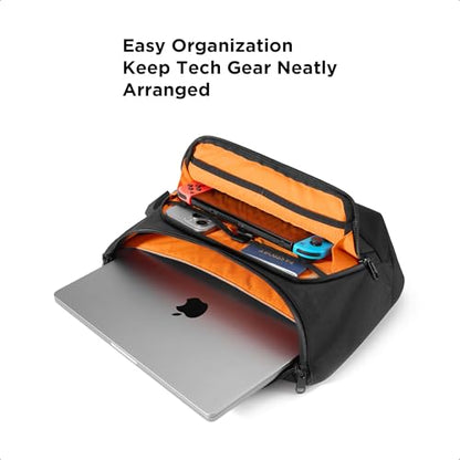 ALPAKA Bravo Sling Max, 8L RFID-Blocking Sling Laptop Bag for Men with Maglockz Buckle, Lockable Zips & External USB Port - color: Black