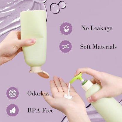 16.9oz Travel Shampoo Bottle with Flip Cap, Refillable Plastic Pump Bottles Dispenser for Soap, Shampoo, Lotions, Liquid Body Wash, Creams and Massage Oil (2Pack, 16.9oz/500ml) - size: 16.9 fl oz