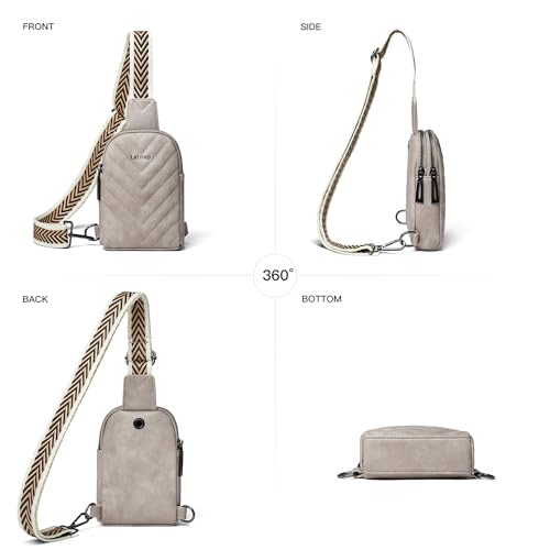 LATMAP 7L Sling Bag for Women Men Leather Small Sling Backpack Daypack Anti Theft Fanny Pack Crossbody Purse Travel - color: Small Size-greyish