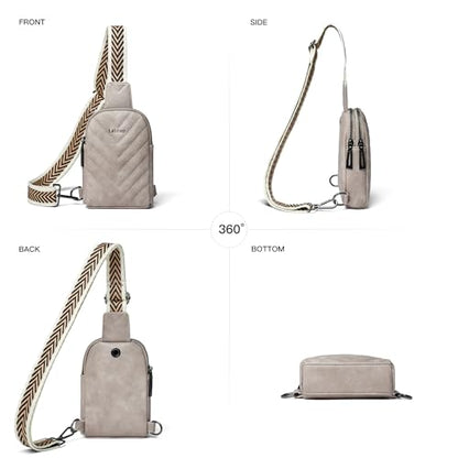 LATMAP 7L Sling Bag for Women Men Leather Small Sling Backpack Daypack Anti Theft Fanny Pack Crossbody Purse Travel - color: Small Size-greyish