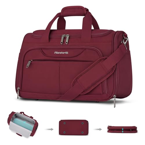Hanke Underseat Carry On luggage Bags for Travel, Foldable Travel Bags for Women, Soft Lightweight Personal Item Travel Bag Small Carry On Bags for Airplanes, Travel Tote Bags for Women Men.（Burgundy） - color: Burgundy, size: Underseat Carry On