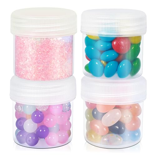TSA Approved Wide Mouth Travel Size Containers, PP Clear & White Leak Proof Travel Plastic Jars with Lids for Creams Lotion Cosmetic, Jewelry Beads, Sample, Small Items Storage (1.7 oz, 8 Pcs) - color: Clear + White, size: 1.7 oz
