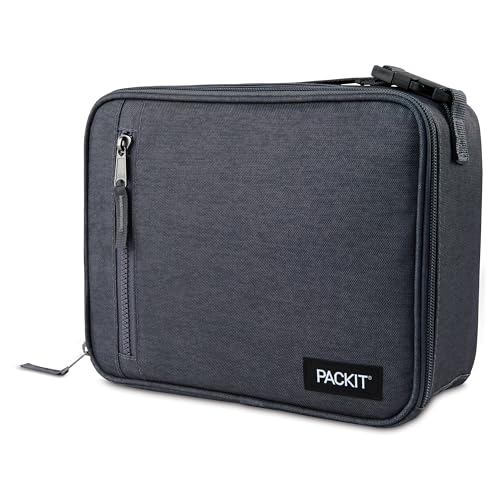 PackIt(R) Freezable Classic Lunch Box, City Charcoal, Built with EcoFreeze(R) Technology, Collapsible, Reusable, Zip Closure With Front Pocket and Buckle Handle, For Work Lunch - color: City Charcoal