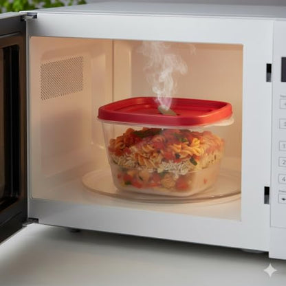Tribello BPA-Free Plastic Food Storage Set, Red Vented Lids - Microwave, Dishwasher Safe: Perfect for Meal Prep, Leftovers, and Kitchen Organization (3 x 7-Cup) - size: 3 x 7-Cup
