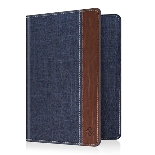 FINTIE Passport Holder, Slim Travel Wallet RFID Blocking Card Case Cover Passport Cover Protector Essentials with Credit Card Slots for Women/Men | Slim - color: Denim Indigo Brown