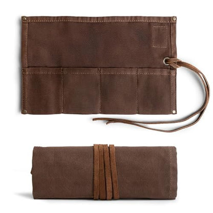 Hide & Drink, Waterproof Waxed Canvas Travel Watch Roll Organizer with 4 Slots, Easy Carry On Watchlover Storage, Handmade Travel Case, Honey Bourbon - color: Honey Bourbon