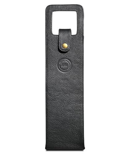 Premium Collection Single Bottle Wine Tote, Black | Genuine Leather, Elegant & Durable, Secure Locking Strap, Sophisticated Gift for Wine Enthusiasts - color: Black