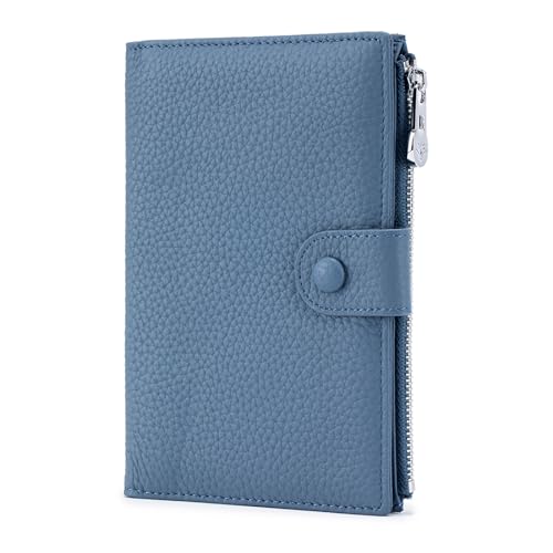 Genuine Leather RFID Blocking Passport Holder Wallet, Blue | Multi-Functional, Travel Document Organizer, SIM Card Slots - color: Blue
