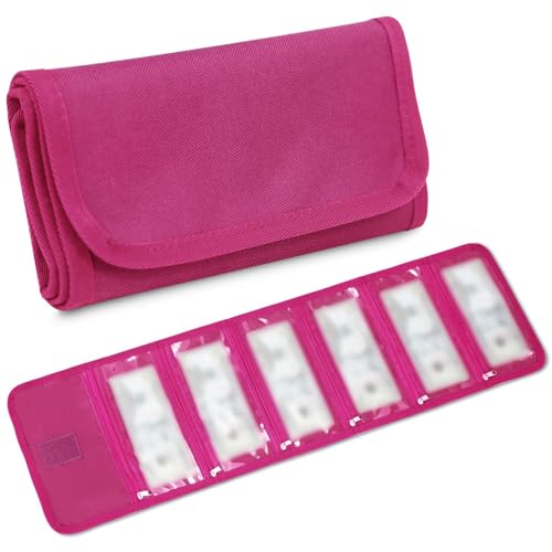 Money Organizer, Money Wallet for Cash with 6 Pocket,Money Bags, Money Pouch,Cash Organizer, Cash Bag, Small Travel Money Holder for Budgeting, Receipt and Tips, for Gifts - color: Berry