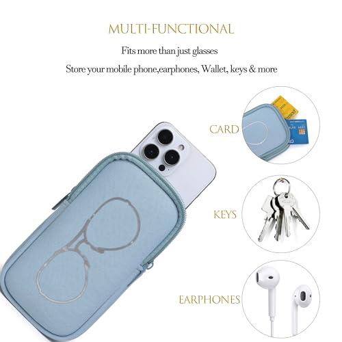 KKP Double Eyeglass Case | Sunglasses Cases with 2 Compartments - color: Light Blue