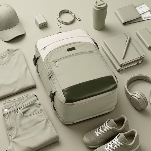 mibasies 40L Travel Backpack for Women & Men: Flight Approved Carry On Backpack, TSA Personal Item Bag with Water Bottle Pocket, Weekender Essentials Backpacks fits 17" Laptop - Green White - color: Green White, size: X-Large