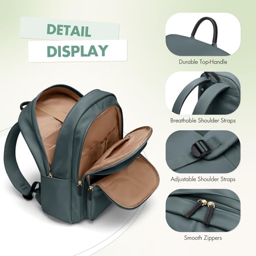 GOLF SUPAGS 15.6 Inch Women's Laptop Backpack, Water Resistant Work College Travel Daypack, Everyday Commuter Bag for Teacher Nurse (Atrovirens) - color: Atrovirens