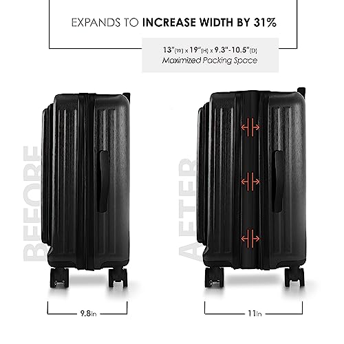 TRAVELARIM Hard Shell Luggage Sets with Spinner Wheels 4 Piece, Expandable Large Suitcases with TSA Lock, Travel Large Suitcase Set, White Luggage Set - color: Jet Black, size: Carry-on 20 Inch