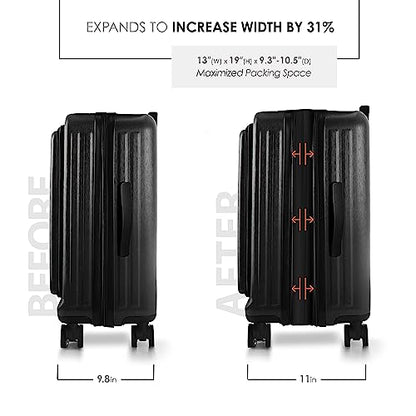 TRAVELARIM Hard Shell Luggage Sets with Spinner Wheels 4 Piece, Expandable Large Suitcases with TSA Lock, Travel Large Suitcase Set, White Luggage Set - color: Jet Black, size: Carry-on 20 Inch