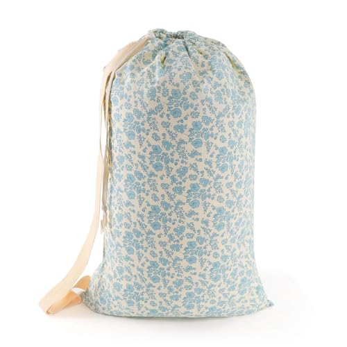 Laundry Bag, Dirty Backpack Laundry Bag For College Travel Laundromat Apartment, With Handles 29" X 18" (Blue Florals) - color: Blue Florals