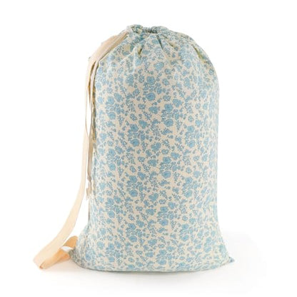 Laundry Bag, Dirty Backpack Laundry Bag For College Travel Laundromat Apartment, With Handles 29" X 18" (Blue Florals) - color: Blue Florals
