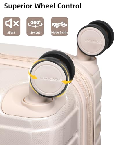 LARVENDER Carry on Luggage 22x14x9 Airline Approved Hardshell Suitcase with Wheels TSA Lock, PC+ABS Lightweight Suitcase Set for Women with Travel Backpack, Glossy Champagne - color: Glossy Champagne (XL-BP), size: 3 Piece Set (Backpack/TB/20)