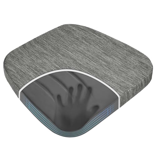 baibu Kitchen Chair Cushions, Dual-Layer Patented Design Molded Memory Foam Dining Chair Pads with Ties and Washable Cover, 17" x 16" x 2", Grey - color: Grey, size: 1 Count (Pack of 1)