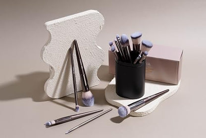 BS-MALL Makeup Brush Set 18 Pcs Premium Synthetic Foundation Powder Concealers Eye shadows Blush Makeup Brushes with black case (Coffee) - color: Coffee