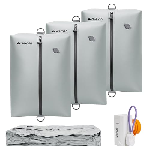 Upgraded Vacuum Bag for Travel, Professional IPX8 Waterproof Reusable Vacuum Compression Bags for Travel Suitcases, Durable Space Saver Bag - color: Upgraded Gray, size: 3 PC -With Pump