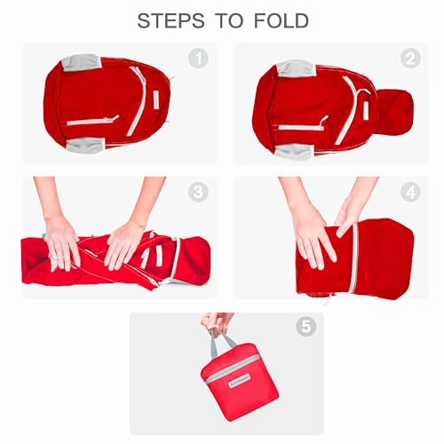 35L Foldable Waterproof Backpack For Outdoor Sports Travel Inside Wet Clothes Compartment Packable For Multiple - color: 1red