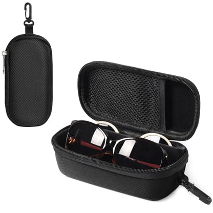 Bukere Double Eyeglasses Case with Adjustable Slots, EVA Hard-shell Travel Dual Glasses Sunglasses Organizer for Men Women - color: Black