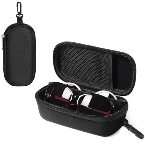 Bukere Double Eyeglasses Case with Adjustable Slots, EVA Hard-shell Travel Dual Glasses Sunglasses Organizer for Men Women - color: Black