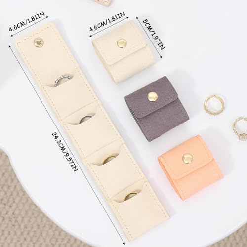 6Pcs Mini Travel Jewelry Bag,Jewelry Roll Bag with Buckle,Portable Foldable Multifunctional Travel Jewelry Organizer Case, Small Jewelry Box for Earrings, Rings, Necklaces