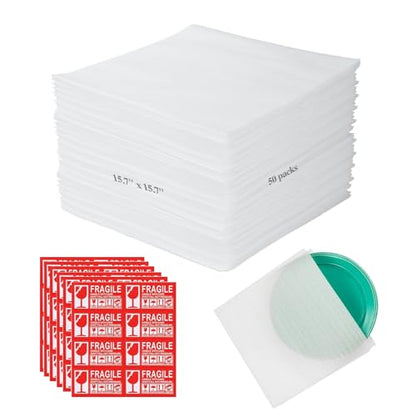 50pcs Packing Supplies for Moving, 15.7x15.7Inch Moving Supplies Cushioning Packaging Foam Pouches with 50 Fragile Stickers, Packing Materials for Moving, Packaging, Storage - size: 50 pack (15.7 × 15.7 inches)
